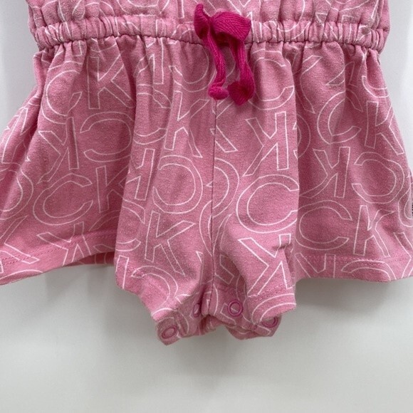 Calvin Klein Jeans Baby Signature Print Drawcord Waist Romper Pink Size 18M - Picture 3 of 9